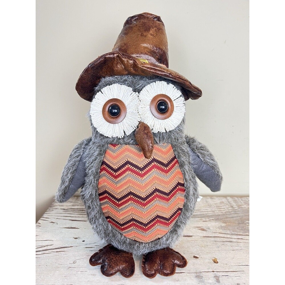 Novogratz Fall Holiday 🦉 Big Eyed Owl Decorative Self Standing Plush 16” Autumn